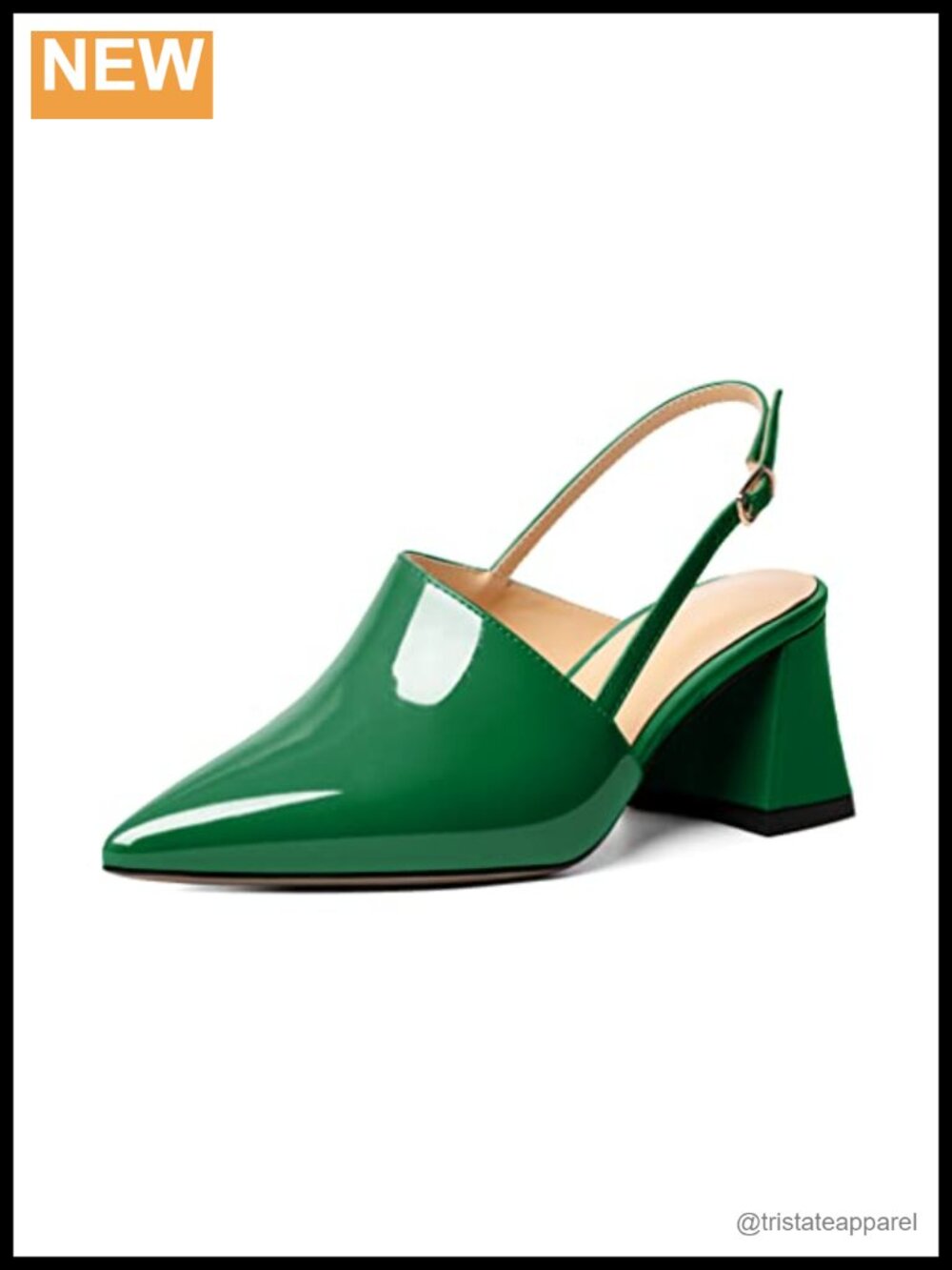 Slingback Block Heels Pointed Closed Toe Pump Shoes